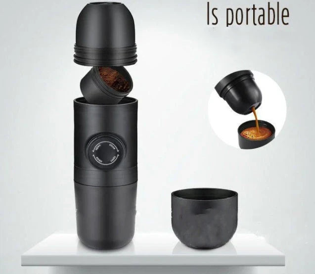Portable Manual Espresso Coffee Maker with Stainless Steel Body and Silicone Components