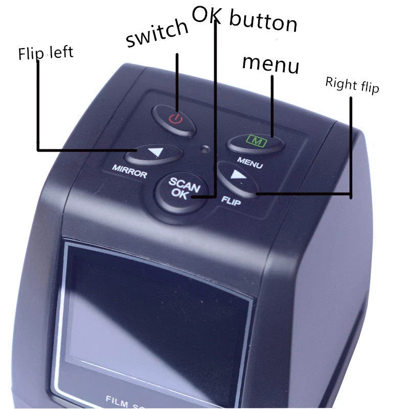 A versatile film and slide scanner that digitizes 35mm film, negatives, and slides with high resolution and vibrant colors.