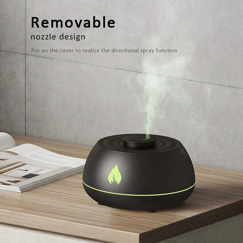 Aromatherapy Mist Humidifier with Flame-like Lighting Effects, USB-Powered Relaxation Device for Home
