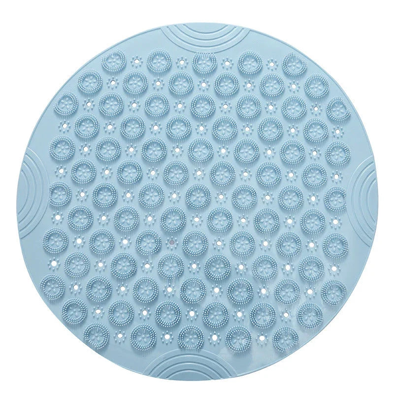 Premium PVC round shower mat with textured surface for massage and non-slip grip