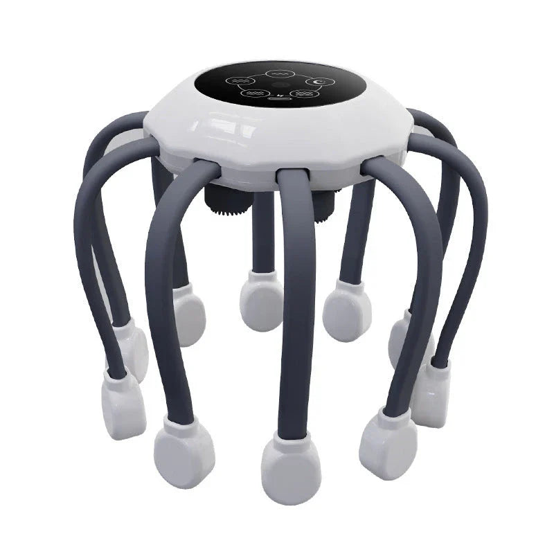 Relaxing octopus-shaped head massager with 14 independent massage heads and five customizable massage modes