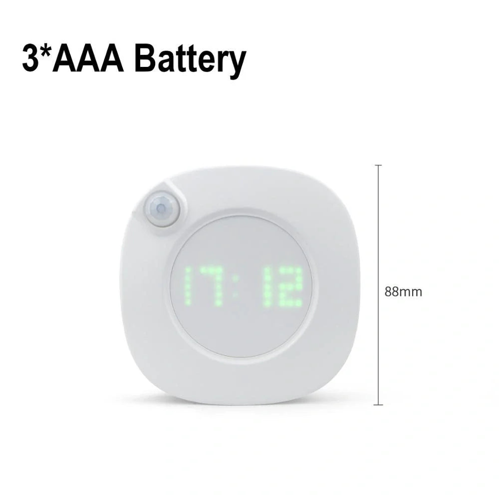 Mini Solid Colour Smart Time Human Body Sensor Light with rotary dimming and time display