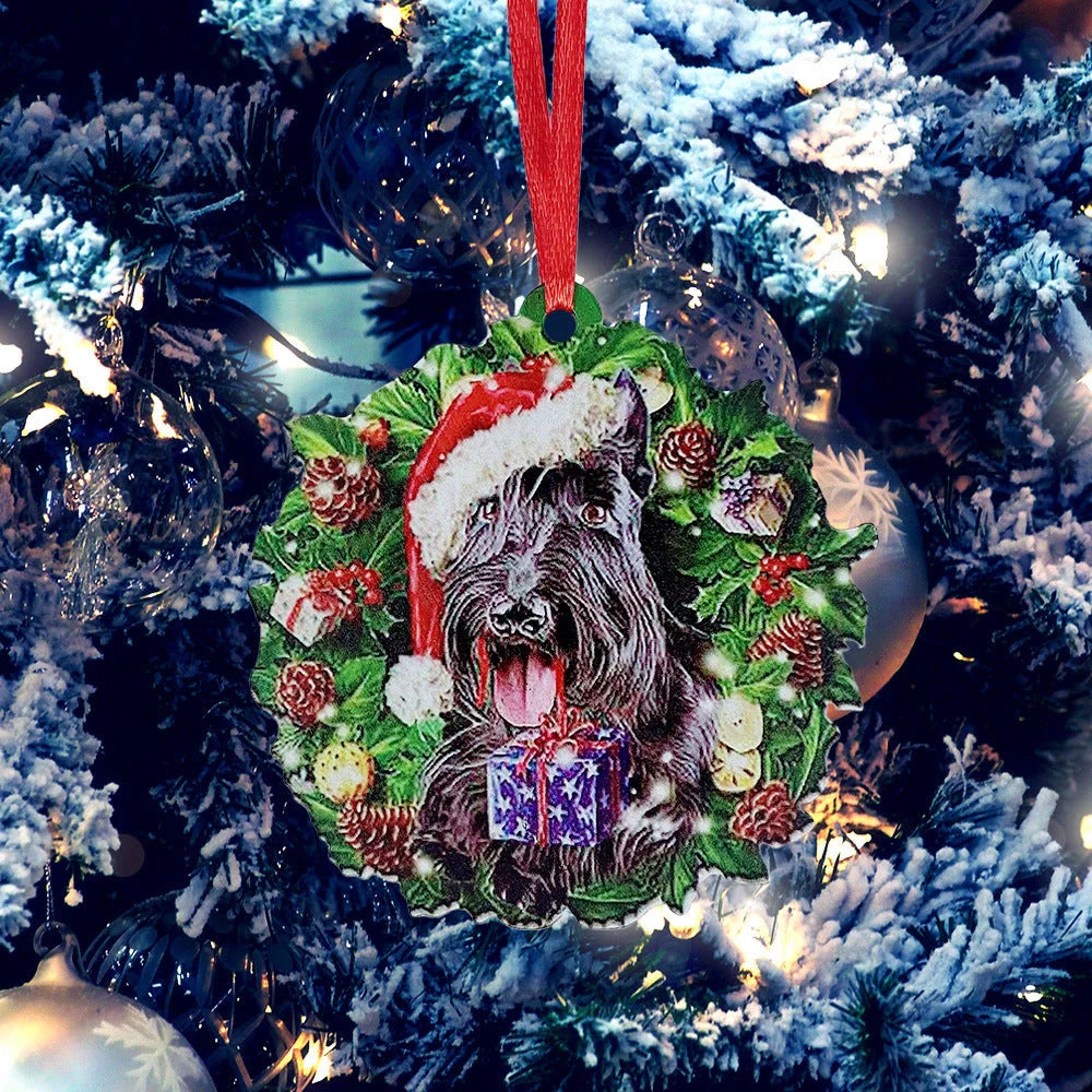 Personalised wooden Christmas ornament with geometric design and painted finish