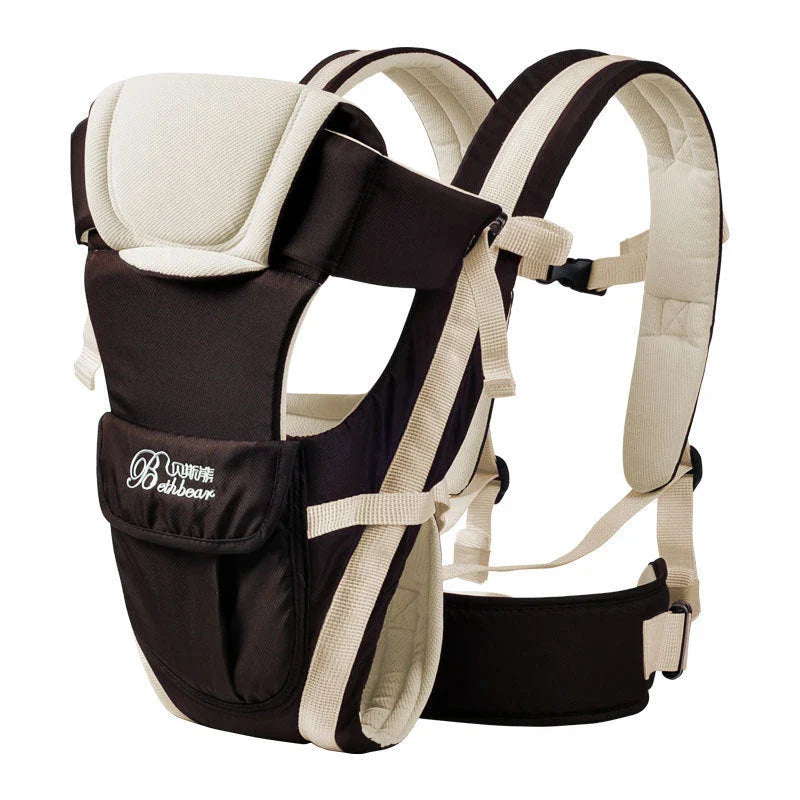 A comfortable double-shoulder baby carrier for British mums and their little ones, featuring adjustable straps and supportive design.