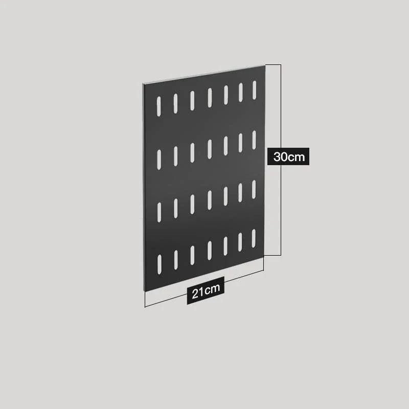A high-quality stainless steel wall-mounted kitchen storage rack with a perforated design for customisable storage