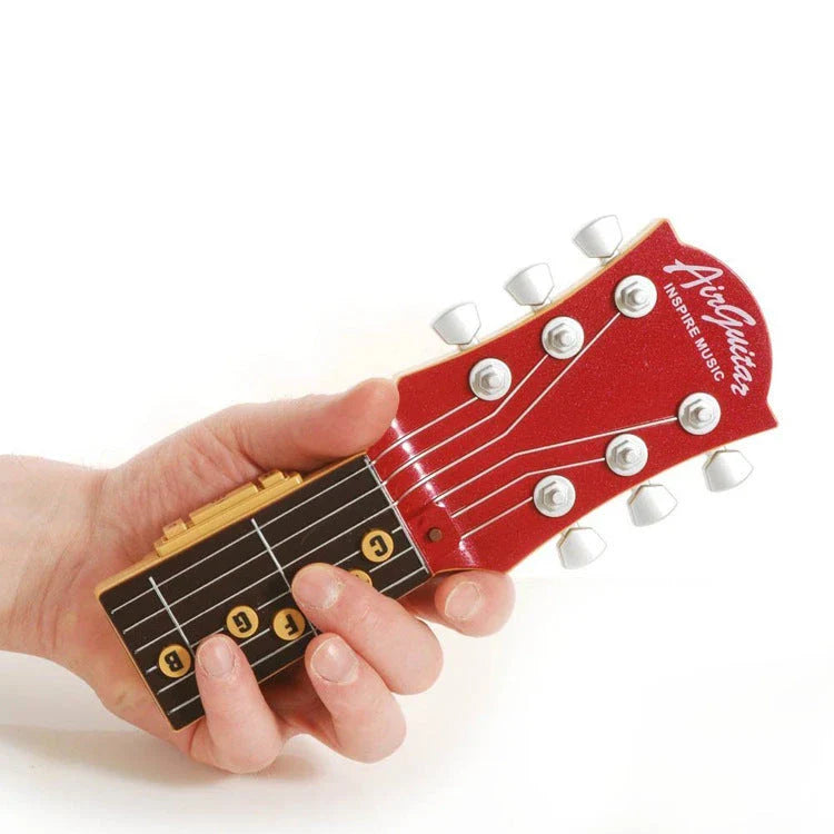 Innovative infrared guitar with chord selection buttons, adjustment controls, and tilt sensor for effortless string-free musical expression