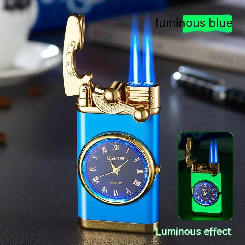 A versatile butane lighter watch with various color options and flame styles