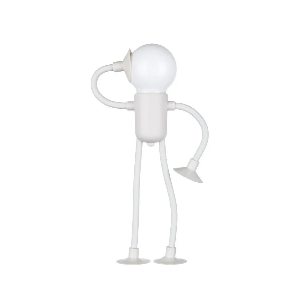Posable sportsman night light with suction cup for versatile desk lamp placement