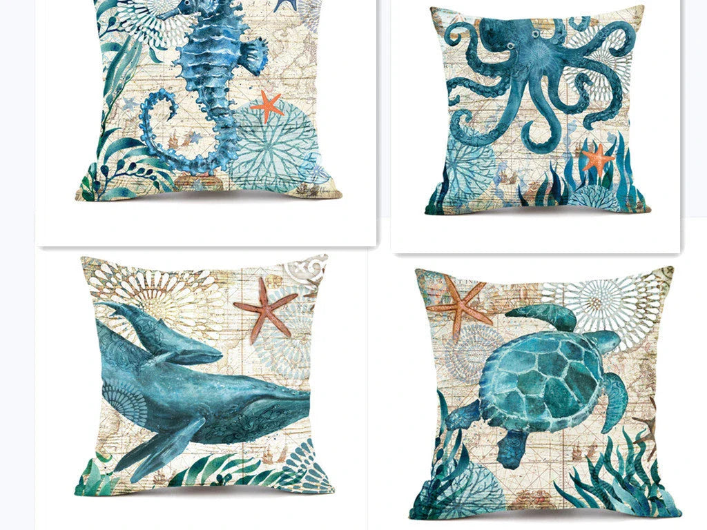 Stylish Sea Life Cushion Covers featuring vibrant marine-inspired designs to enhance British home decor
