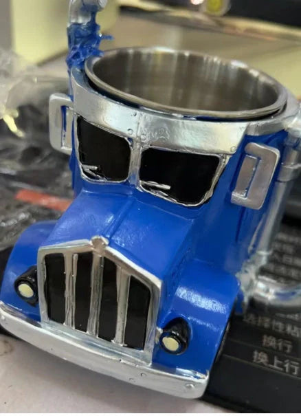Handcrafted semi-truck shaped coffee mug for truck enthusiasts