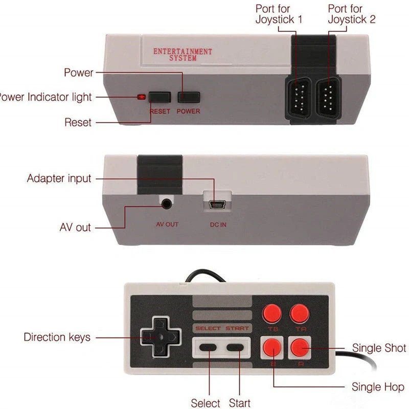 620 classic games console with two joysticks for shared gaming experiences