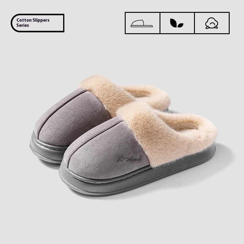 Cosy, fluffy cotton slippers in a variety of colours, featuring non-slip soles for indoor and outdoor wear