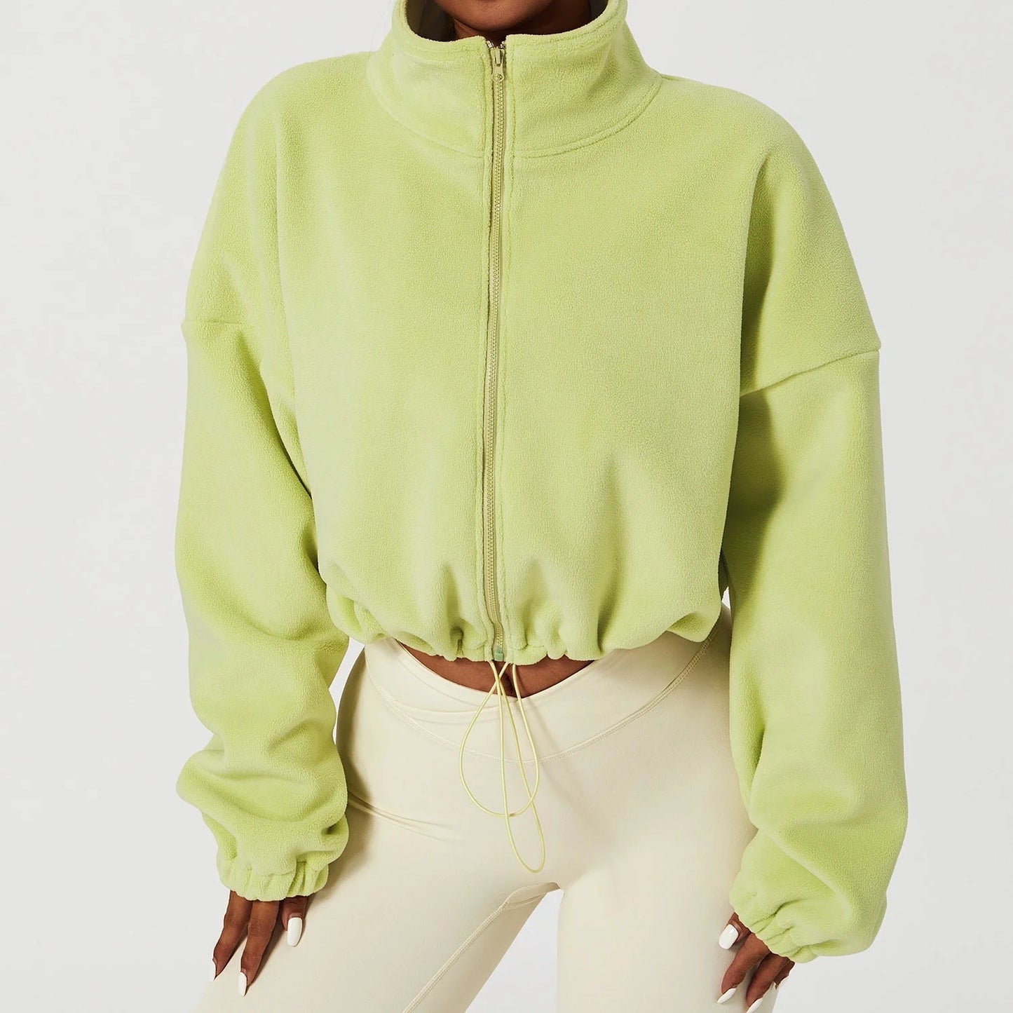 Luxurious cashmere-blend autumn jacket for women with stand collar and loose fit, available in a range of classic British colours