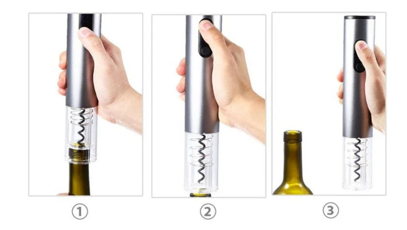 Automatic Electric Wine Opener - Easily open wine bottles with the push of a button, featuring a durable aluminum alloy construction and integrated foil cutter.