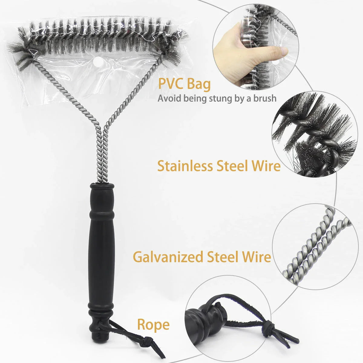 Premium stainless steel barbecue grill cleaning brush with durable wire bristles and ergonomic handle for easy grill maintenance