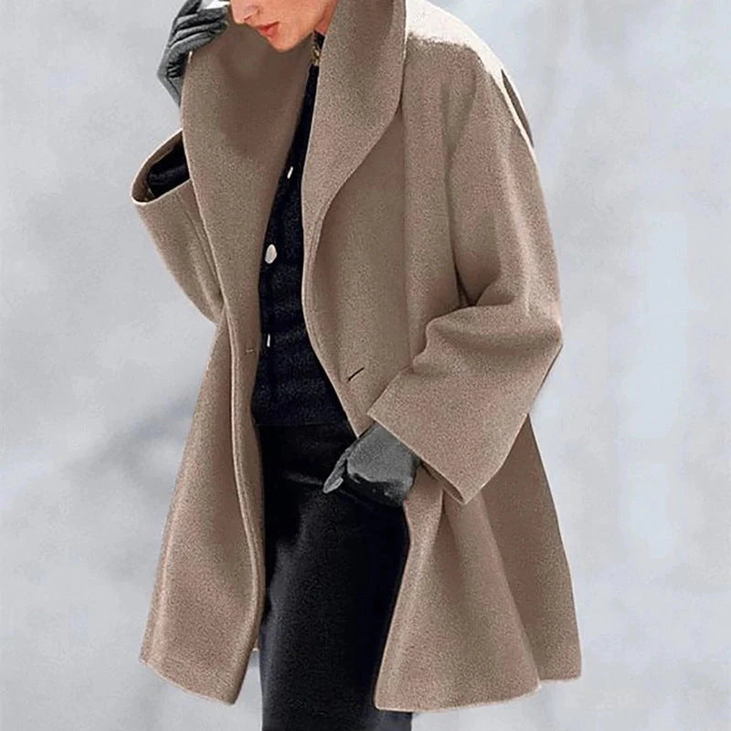A stylish woollen coat in a variety of vibrant colours, perfect for the autumn and winter seasons.