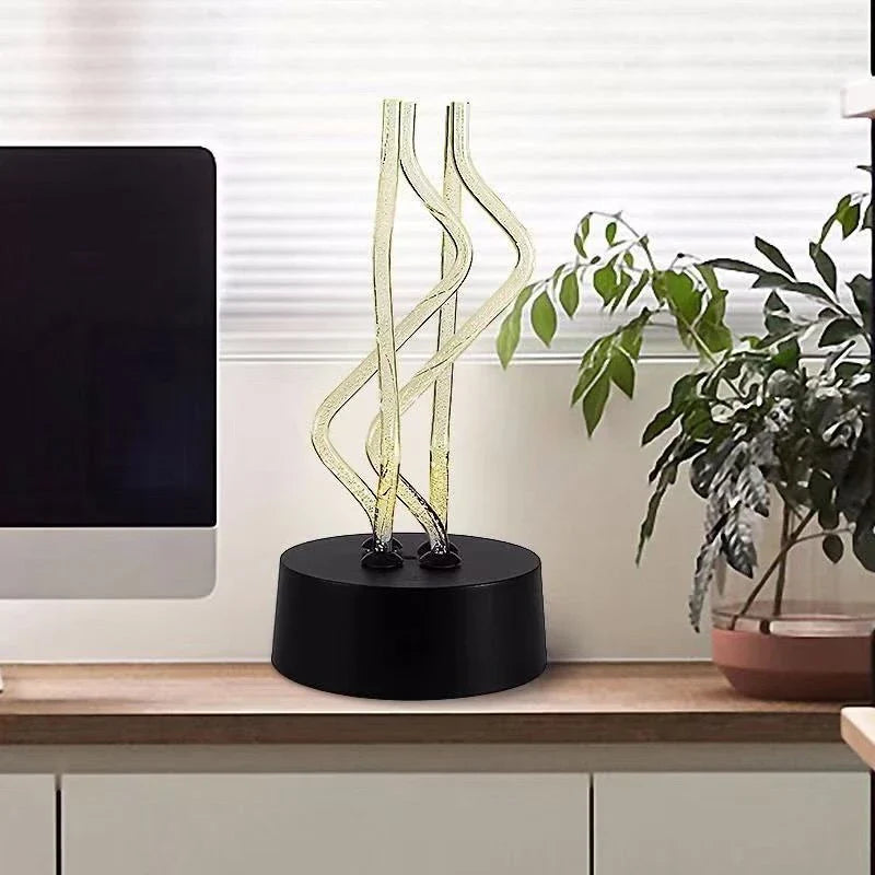 Colorful acrylic table lamp with dancing light display, 7 color-changing modes, and USB or battery power options