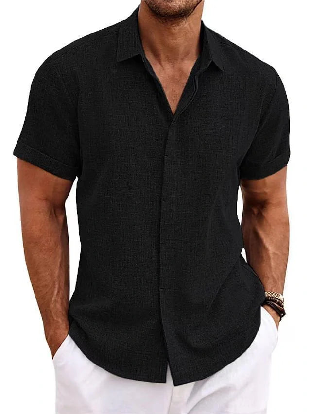 Men's stylish loose linen short-sleeved t-shirt in various colours