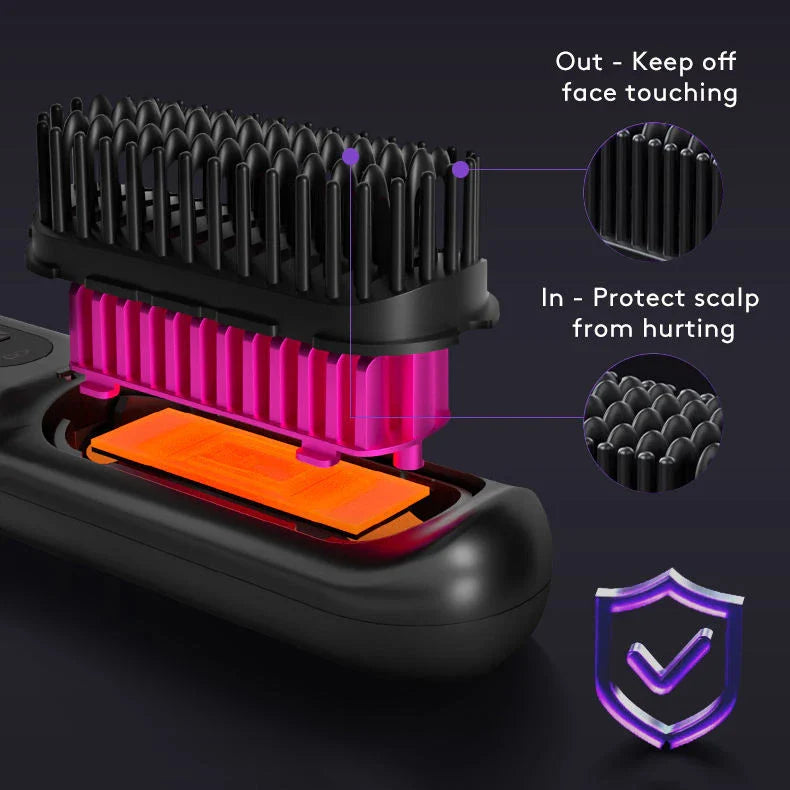 Cordless 2-in-1 Hair Straightener Brush with LCD Display, Offering Versatile Styling on the Go
