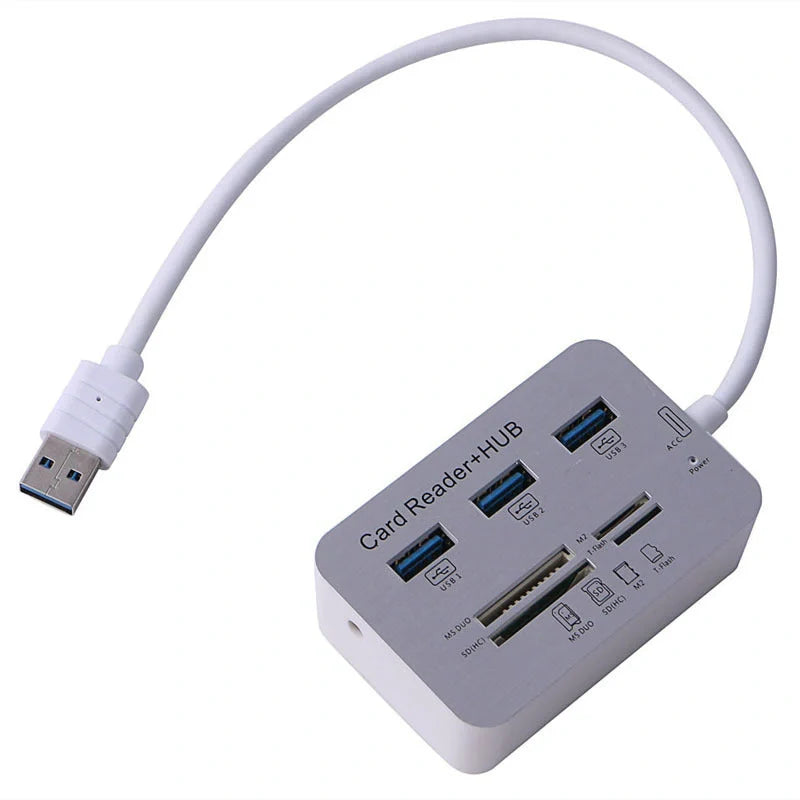 Sleek silver USB 3.0 hub with LED indicator for fast data transfer
