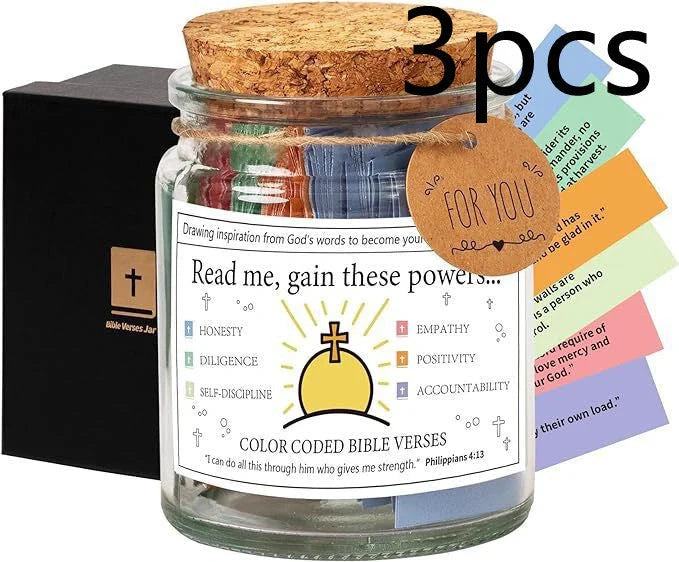 Bible Verses In A Jar with cartoon design, containing 90 verses for daily inspiration