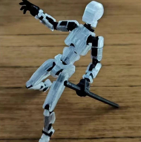 Poseable 3D-printed transforming robot action figure toy in various bright colors