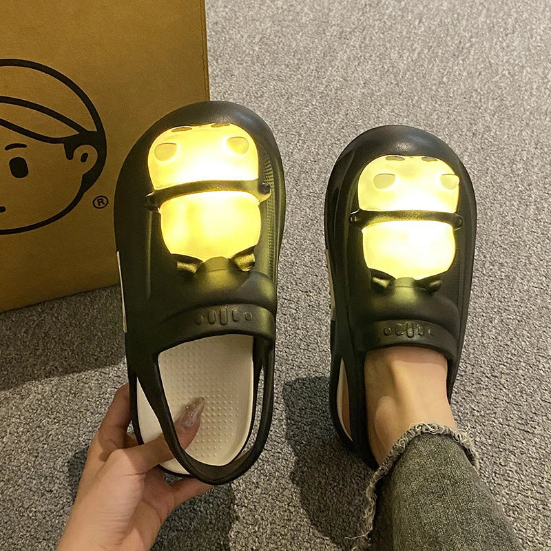 Adorable panda-themed slip-on slippers in various colors and sizes, featuring a lightweight and breathable design for comfortable everyday wear.