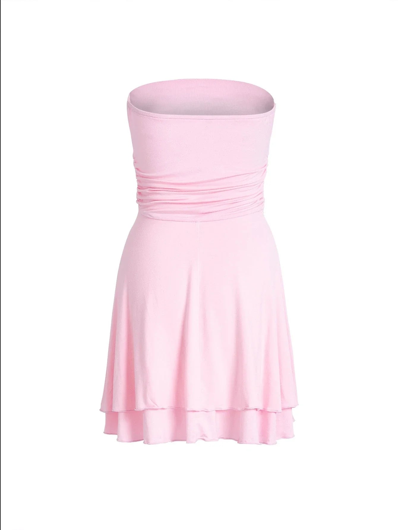 Trendy Y2K pleated tube top mini dress in a variety of vibrant colors and sizes