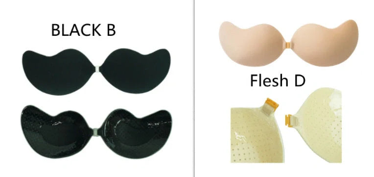 Lala Goddess Mango Cup deep V invisible bra in black and flesh colors