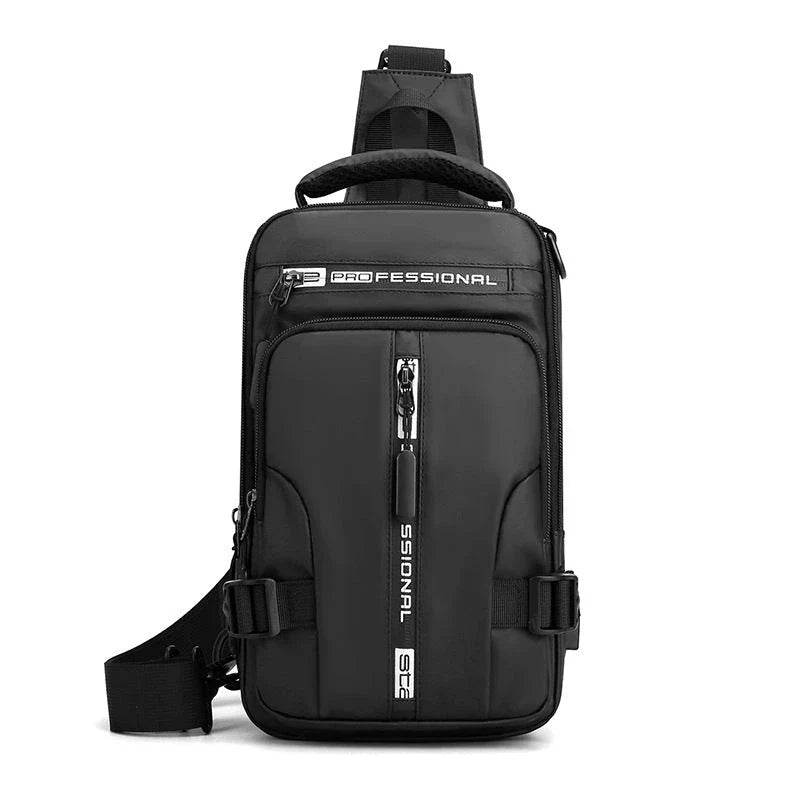 Versatile crossbody bag with multiple pockets and compartments, made of durable nylon for the modern, on-the-go gentleman