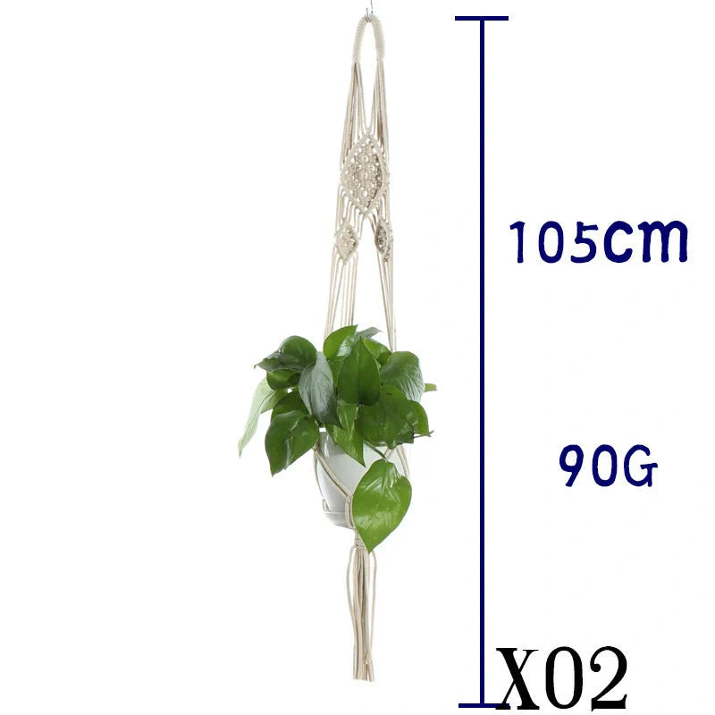 Stylish hanging cotton rope plant holder for indoor and outdoor decoration