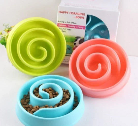 Anti-choke pet bowl made of durable plastic, available in multiple vibrant colours to suit your pet's style