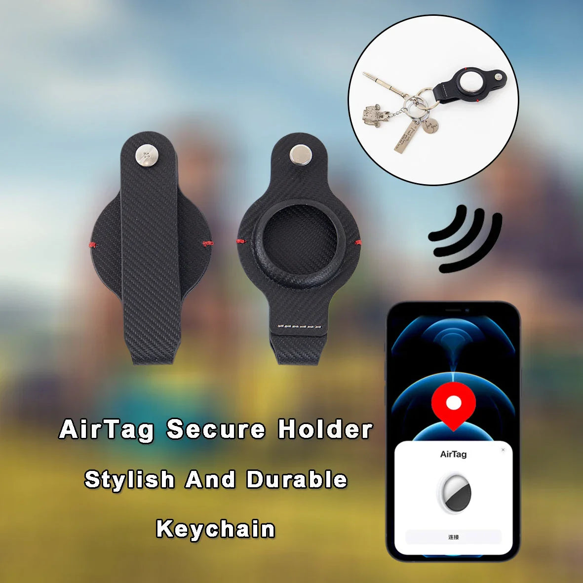 Stylish AirTag Holder with Durable Key Ring - Premium PU Leather Accessory for Secure Apple AirTag Tracking