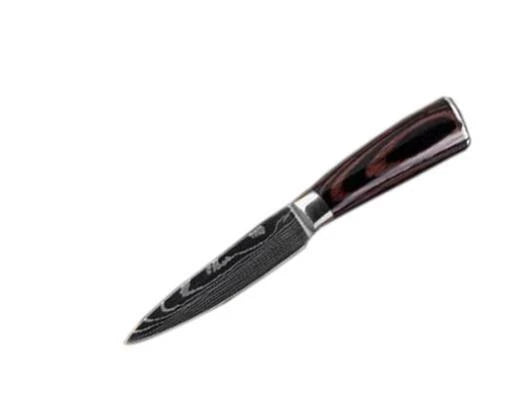 Premium 8-Piece Damascus Steel Kitchen Knife Set with Razor-Sharp Blades and Ergonomic Wooden Handles
