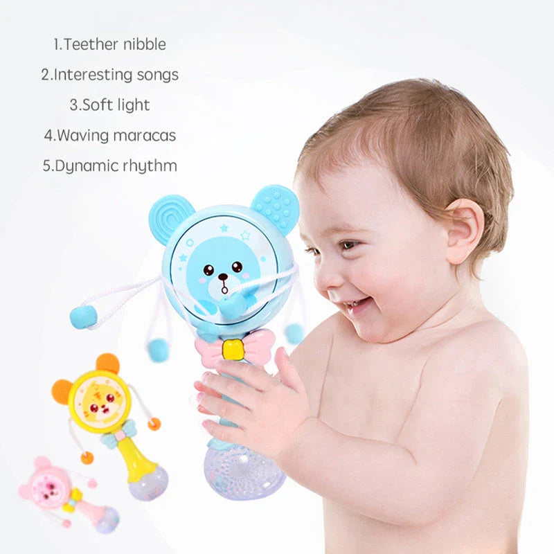 Colourful teething rattle toys featuring vibrant animal designs to captivate and soothe babies