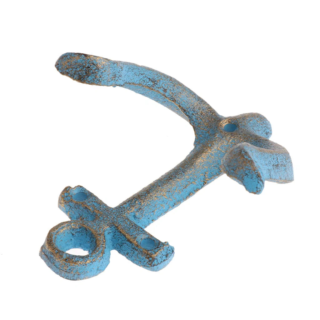 Industrial-style wrought iron wall hook with multiple rows for hanging coats and bags