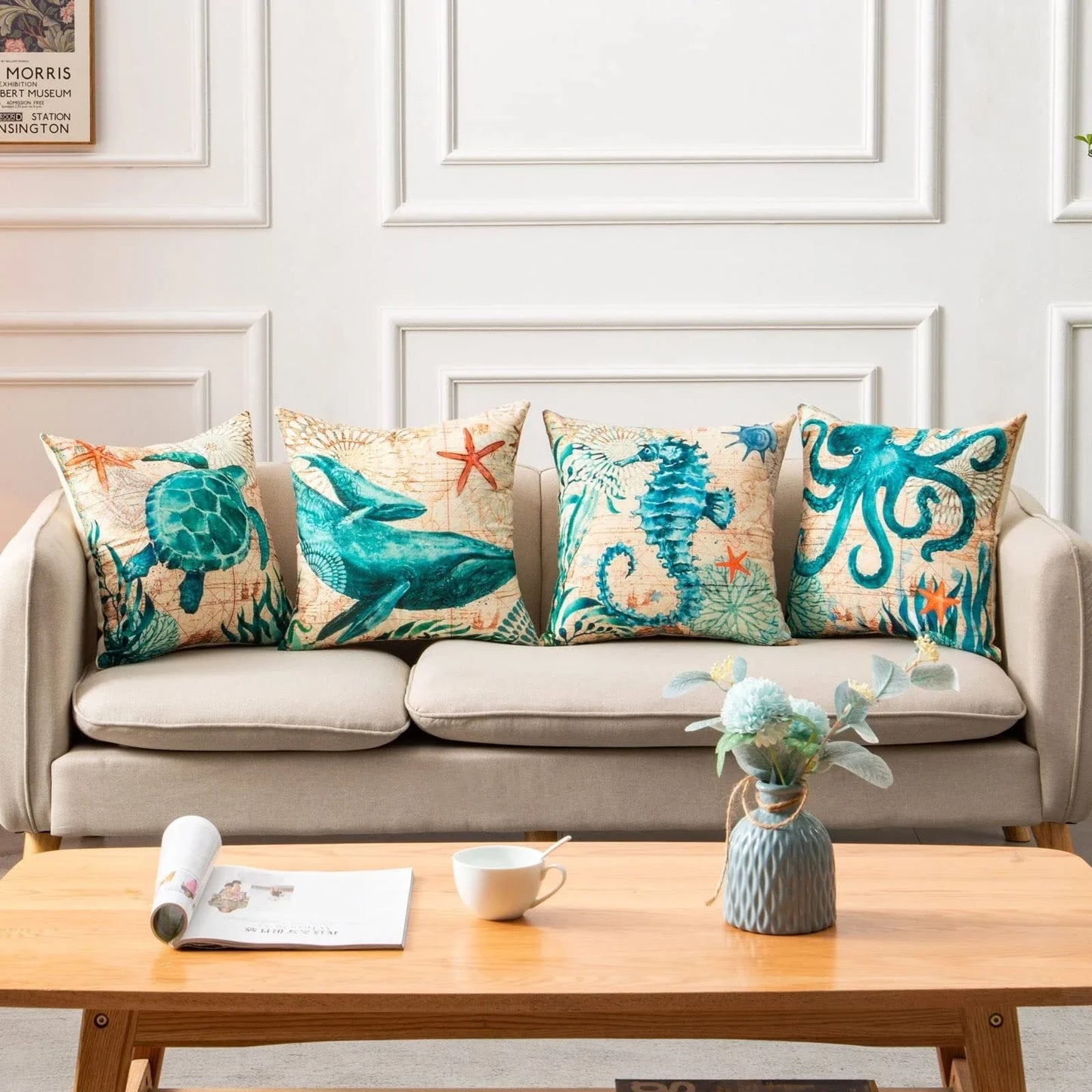 Stylish Sea Life Cushion Covers featuring vibrant marine-inspired designs to enhance British home decor