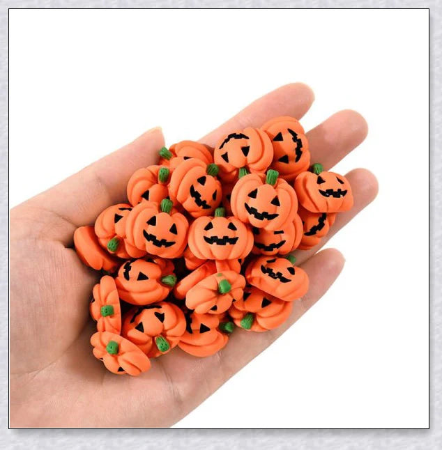 Minkin Flat-Backed Mini Halloween Pumpkin Miniatures - Premium Resin Decorations for Crafting and Decorating
