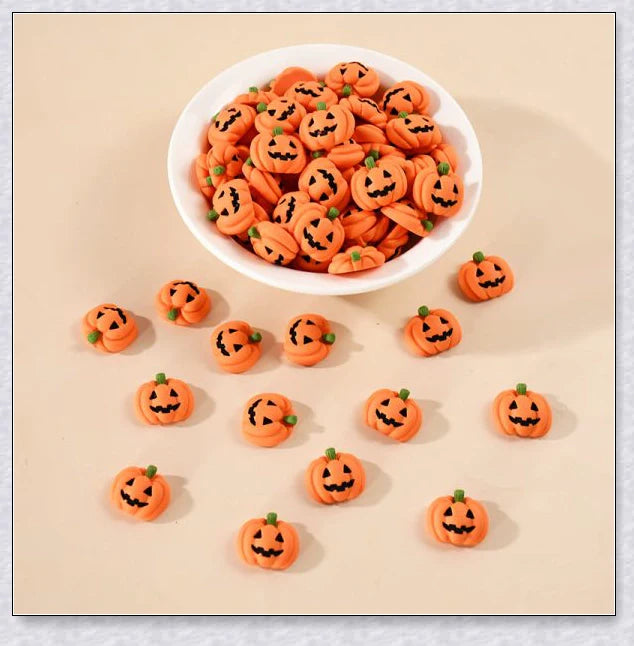Minkin Flat-Backed Mini Halloween Pumpkin Miniatures - Premium Resin Decorations for Crafting and Decorating