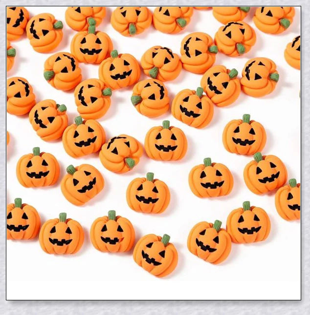 Minkin Flat-Backed Mini Halloween Pumpkin Miniatures - Premium Resin Decorations for Crafting and Decorating