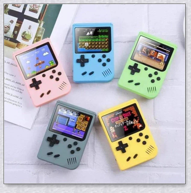 Mini New Retro Gaming Video Console with 400 classic games, vibrant 3-inch colour display, and rechargeable battery for portable gaming on the go.