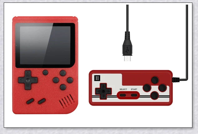 Mini New Retro Gaming Video Console with 400 classic games, vibrant 3-inch colour display, and rechargeable battery for portable gaming on the go.