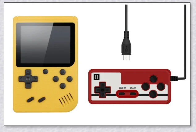 Mini New Retro Gaming Video Console with 400 classic games, vibrant 3-inch colour display, and rechargeable battery for portable gaming on the go.