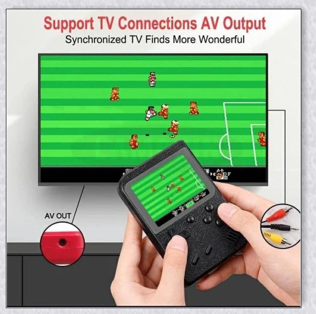 Mini New Retro Gaming Video Console with 400 classic games, vibrant 3-inch colour display, and rechargeable battery for portable gaming on the go.