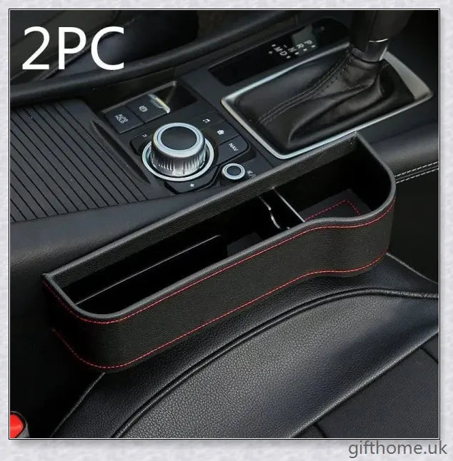 Premium car storage box with leather and plastic construction, providing ample space and a sleek design for organized in-car storage.