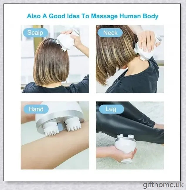 Multifunctional Electric Pet Head Massager in white and blue colours, designed to provide a gentle and effective massage for pets