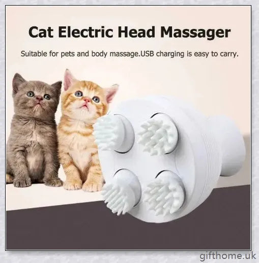 Multifunctional Electric Pet Head Massager in white and blue colours, designed to provide a gentle and effective massage for pets