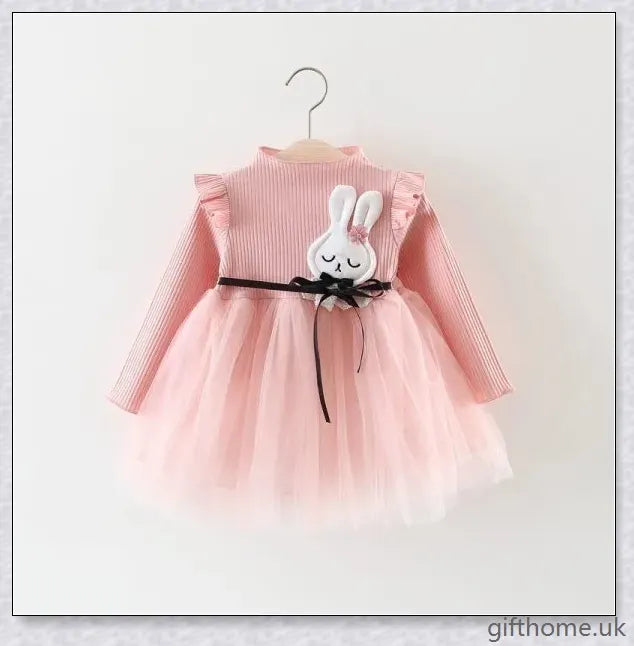 Autumn Girl Princess Dress in thick pink and thick yellow colours, suitable for infants 1-3 years old