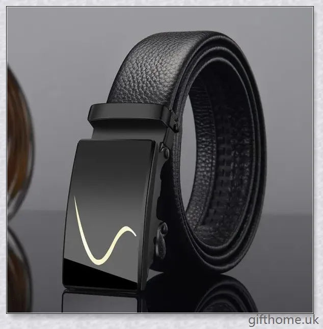 Premium business belt with automatic buckle, made with high-quality British leather and metal components