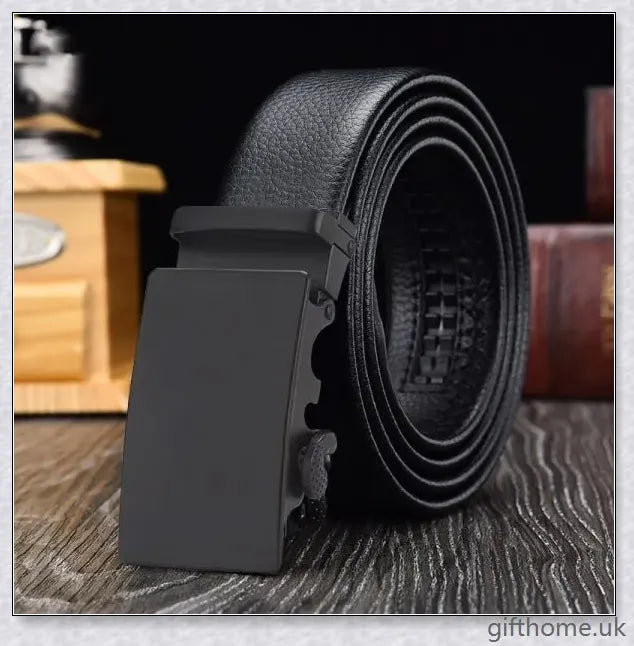 Premium business belt with automatic buckle, made with high-quality British leather and metal components